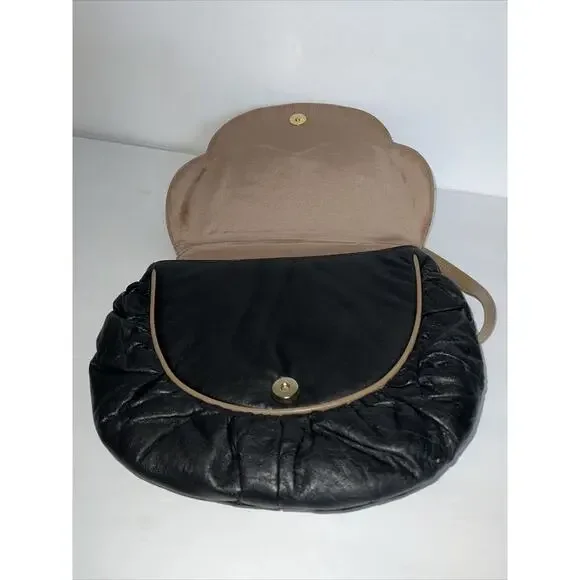 Timmy Woods 1977 Beverly Hills Vintage Black Leather Purse w/Tan Trim - Picture 6 of 8